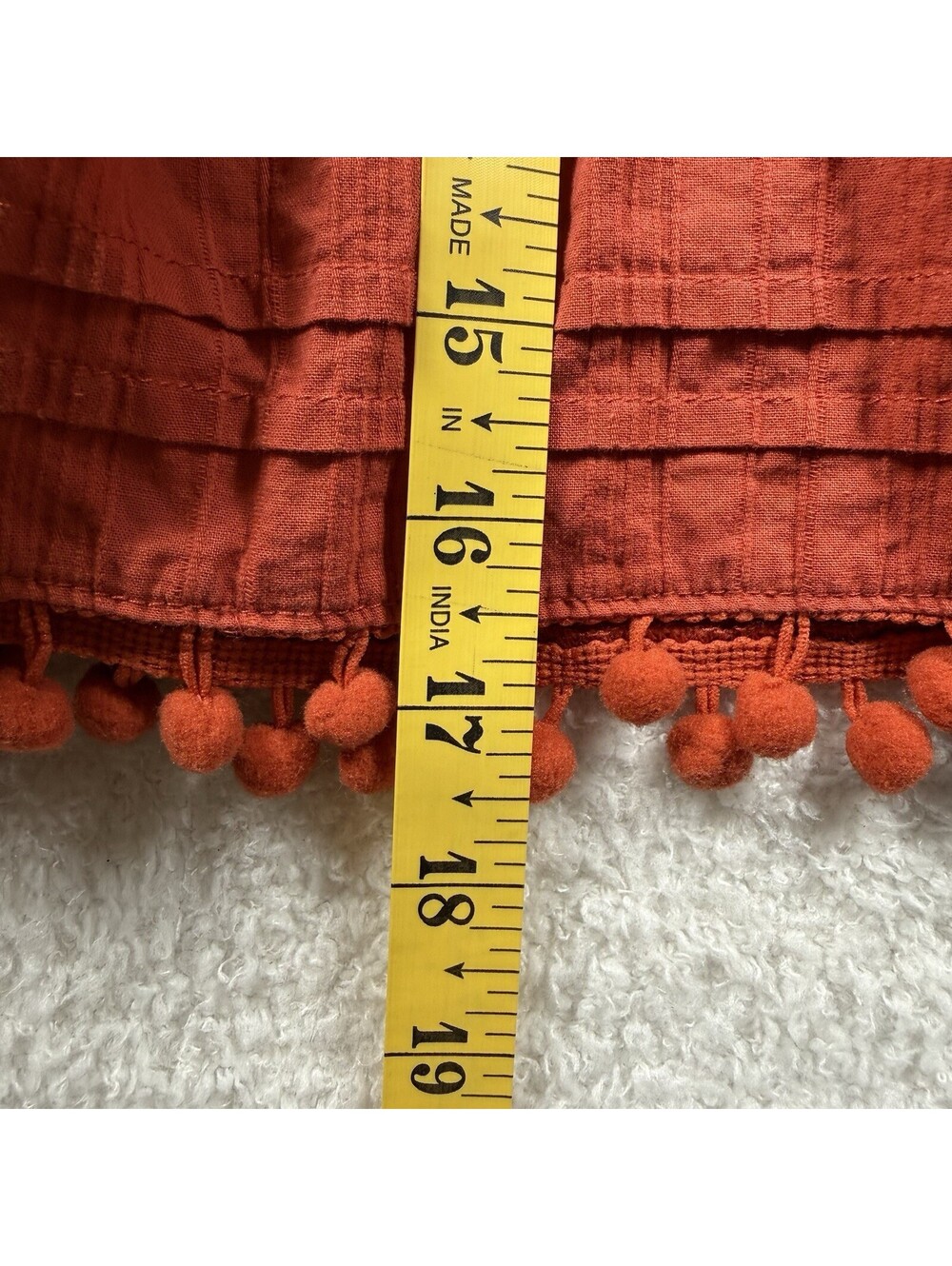 House of Harlow 1960 Skirt Women M Red Tiered Smocked Pom Pom Boho Mini - Picture 9 of 9